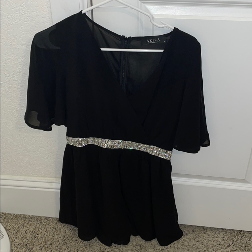 Black Romper with waist detail